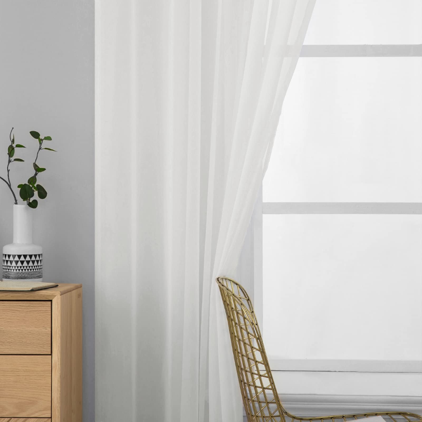 MIULEE 2 Panels Sheer Curtains for Living Room 54 X 102 Inches Ivory