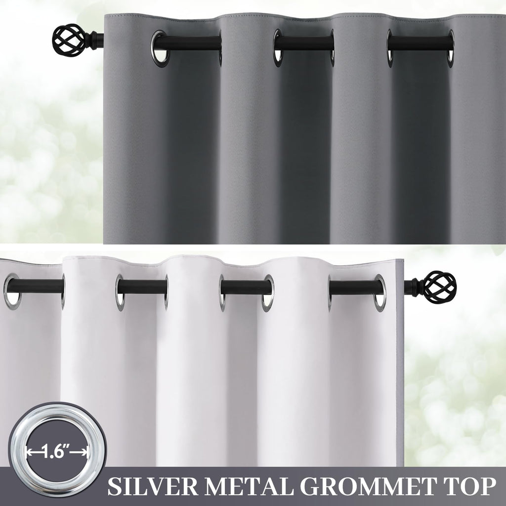 Yakamok 100% Blackout Curtains W100xL84 inch Black Sliding Door Drapes