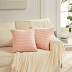 Fancy Homi 4 Packs Boho Pink Decorative Throw Pillow Covers 18x18 Inch for Living Room Couch Bed Sofa, Rustic Modern Farmhouse Home Decor, Soft Plush Corduroy Cute Square Cushion Case 45x45 cm