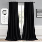MIULEE Black Back Tab Blackout Curtains 132 Inch Length 2 Panels Set for Living Room Bedroom Privacy, Halloween Rod Pocket/Pinch Pleat Thermal Insulated Room Darkening Pleated Light Blocking Drapes