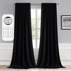 MIULEE Black Back Tab Blackout Curtains 52x94 Inch Long 2 Panels Set