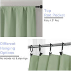 Simplebrand Ava Light Green Short Blackout Curtains for Bedroom 54 Inches Long 2 Panels Set, Solid Thermal Insulated, Energy Saving Window Treatment Curtains Blackout Drapes, W40 x L54 Inch
