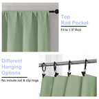 Simplebrand Ava Light Green Blackout Curtains for Bedroom 63 Inch Length 2 Panels Set, Solid Thermal Insulated Energy Saving Rod Pocket Window Treatment Curtains Blackout Drapes, W40 x L63 Inch