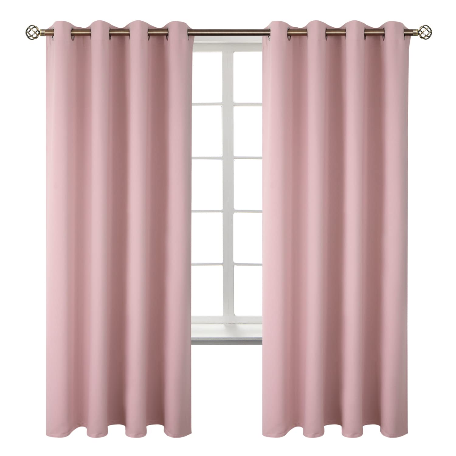 BGment Pink Room Darkening Curtains 72 Inch for Bedroom - 2 Panels