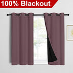 NICETOWN Dry Rose 100% Blackout Curtains 45 inches Long, 2 Thick Layers Completely Blackout Window Treatment Thermal Insulated Lined Drapes for Small Window (1 Pair, 42 inches Width Each Panel)