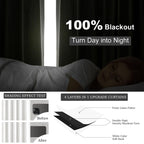 96 inch long Linen blackout curtains 2 Panels 100% Black out Linen texture Curtains ivory white Window Drapes with Back Tab Rod Pocket Mordern vintage Curtains Panel for Bedroom Living Room 8FT