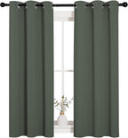 NICETOWN Blackout Draperies Curtains for Kids Room, Window Treatment Thermal Insulated Solid Grommet Blackout Drape Panels for Bedroom (Dark Mallard, Set of 2, 34 by 54 inches)