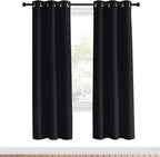 NICETOWN Blackout Curtain Panels 70 inches Length, Set of 2, 34 inches Wide, Black, Light Reducing Thermal Insulated Solid Grommet Room Darkening for Bedroom/Night Shift