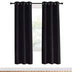 NICETOWN Blackout Curtain Panels 70 inches Length, Set of 2, 34 inches Wide, Black, Light Reducing Thermal Insulated Solid Grommet Room Darkening for Bedroom/Night Shift
