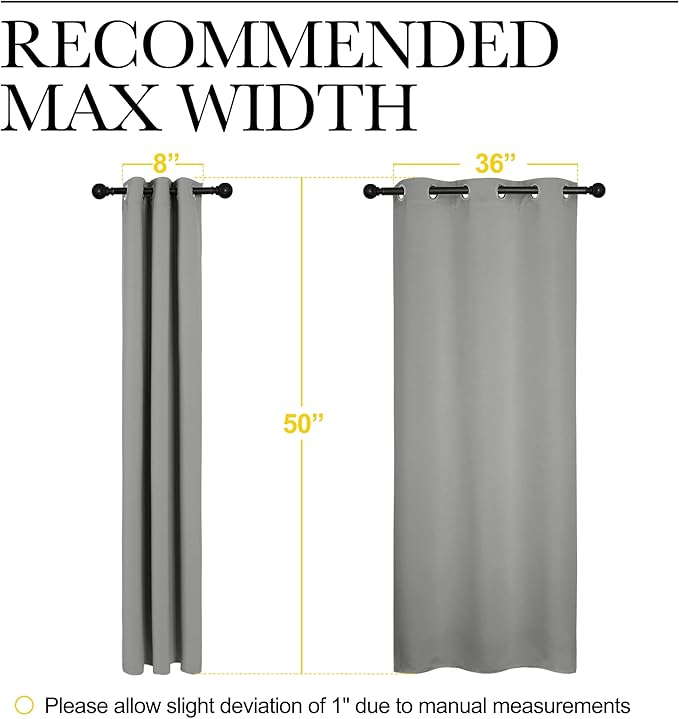 NICETOWN Thermal Insulated Grommet Blackout Curtains, Kids Window Drape Panel for Nursery, Privacy Short Curtains (Silver Grey, 2 Panels, W42 x L50 -Inch)