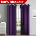 NICETOWN Royal Purple Full Shade Curtain Panels, Pair of Thermal Insulated & Energy Efficiency Blackout Drapes for Living Room, Lined Silky Performance Window Dressing (37" Wide x 84" Long, Gray)