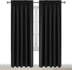 DWCN Black Blackout Curtains for Bedroom, 60 x 84 inches Long - Room Darkening Thermal Insulated Large Drapes, Set of 2 Rod Pocket Curtain Panels