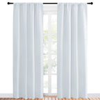 NICETOWN Kitchen Room Darkening Curtains - Window Treatment Thermal Insulated Rod Pocket Room Darkening Curtains/Drapes for Bedroom (2 Panels, 42 by 84, Platinum - Greyish White)