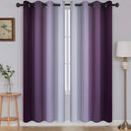 SimpleHome Ombre Room Darkening Curtains for Living Room, Light Blocking Gradient Purple to Gray White Thick Thermal Insulated Grommet Window Curtains/Drapes for Bedroom, 2 Panels, 52x72 inches Length