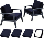 4Pcs Outdoor Cushion Covers, Patio Cushion Covers,Stretch Elastic Slipcovers, Replacement Washable & Reusable Furniture Protector for Patio Couch (Navy,Cover Only)