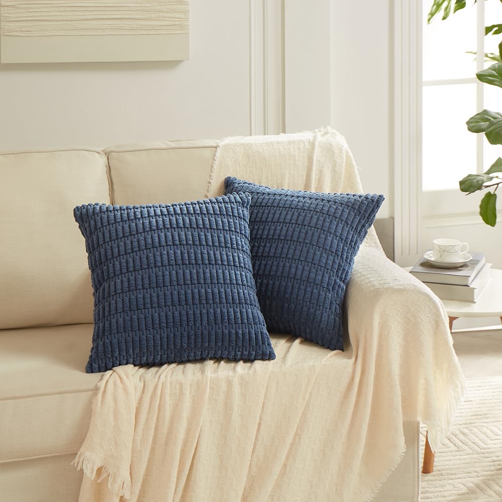 Fancy Homi 4 Packs Decorative Throw Pillow Covers for Living Room Couch Bed, Modern Farmhouse Boho Home Décor Accent Cushion Case, 22" x 22", Dusty Blue