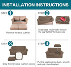 Turquoize 3 Piece Sofa Covers for 2 Cushion Couch Sofa Slipcover Soft Couch Cover for Dogs-Washable Sofa Furniture Cover with 2 Individual Cushion Covers, Feature Fabric (2 Cushion Sofa, Macchiato)