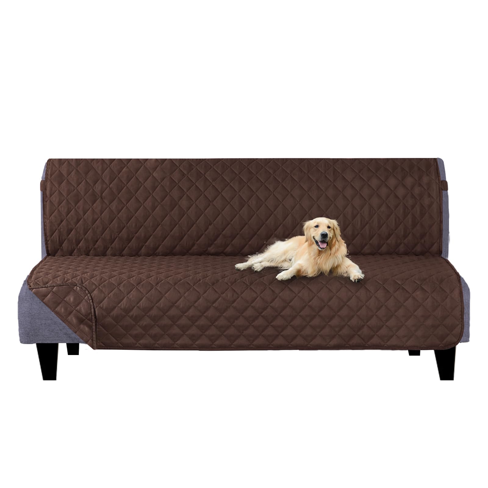 U-NICE HOME Futon Sofa Covers 68''Armless Couch Cover, Chocolate