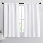 RYB HOME 54 inch Curtains for Living Room, Rod Pocket Thermal Insulated Small Window Drapes Room Darkening Shades for Bedroom Studio Dorm, W 42 x L 54 inch, Set of 2 Panels, Pure White