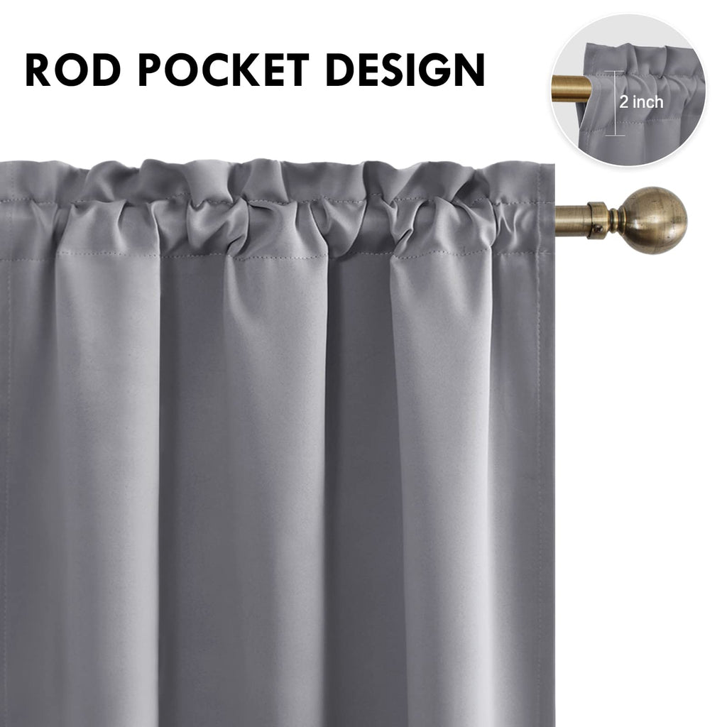 DWCN Blackout Curtains for Bedroom Living Room 42 x 63 Inch Long Grey