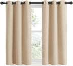 NICETOWN Room Darkening Curtain Panels for Cafe, Thermal Insulated Grommet Room Darkening Draperies/Drapes for Window (Biscotti Beige, 2 Panels, W34 x L48 -inch)