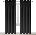 DWCN Blackout Curtains for Bedroom – Thermal Insulated Room Darkening Drapes for Living Room, Black, W 42 x L 84 Inch, Set of 2 Rod Pocket Curtain Panels