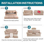 Turquoize 4 Piece Sofa Slipcover Sofa Covers for 3 Cushion Couch Soft Couch Cover for Dogs-Washable Sofa Furniture Covers with 3 Individual Cushion Covers,Feature Jacquard Fabric(3 Cushion Sofa, Sand)