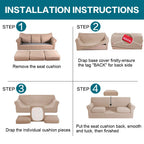 Turquoize 4 Piece Sofa Slipcover Sofa Covers for 3 Cushion Couch Soft Couch Cover for Dogs-Washable Sofa Furniture Covers with 3 Individual Cushion Covers,Feature Jacquard Fabric(3 Cushion Sofa, Sand)
