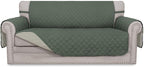 Easy-Going Sofa Slipcover Reversible Loveseat Sofa Cover Couch Cover for 2 Cushion Couch Furniture Protector with Elastic Straps for Pets Kids Dog Cat (Oversized Loveseat, Greyish Green/Beige)