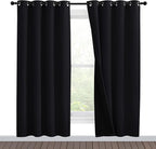 NICETOWN 100% Blackout Window Curtain Panels, Full Light Blocking Drapes with Black Liner for Nursery, 78 inches Drop Thermal Bedroom Drapes and Curtains (Black, 2 Pieces, 55 inches Wide Per Panel)