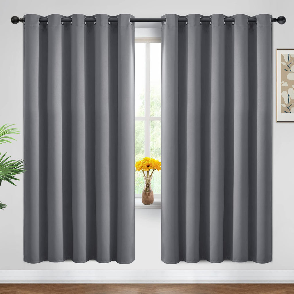 Yakamok Grey Room Darkening Curtains 62x72 inch Gray Grommet-Living Room