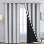 Yakamok Light Grey 100% Blackout Curtains 96 Inches Long 52" Wide 2 Panel