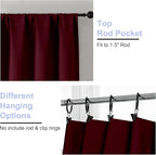 Simplebrand Ava Burgundy Short Blackout Curtains for Bedroom 54 Inches Long 2 Panels Set, Solid Thermal Insulated, Energy Saving Window Treatment Curtains Blackout Drapes, W40 x L54 Inch, Burgundy