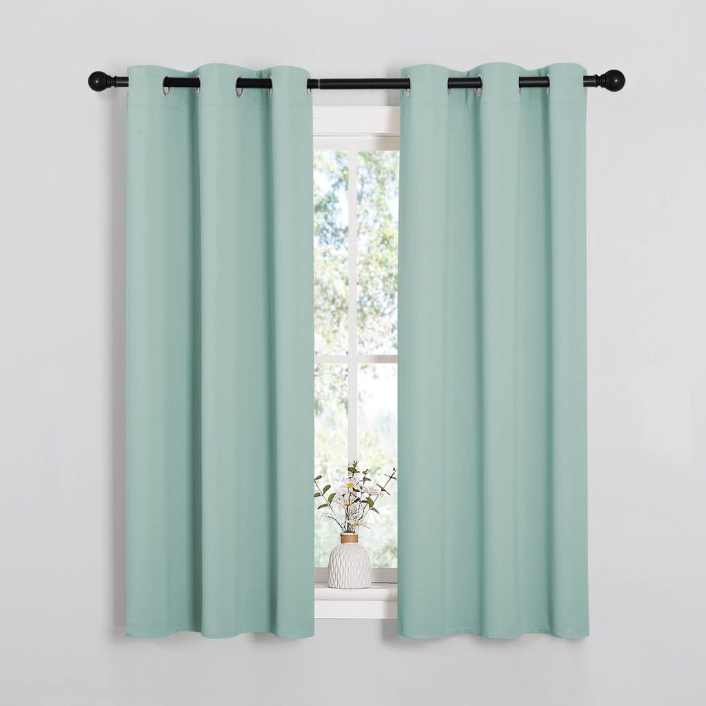 NICETOWN Window Curtain Panels, Thermal Insulated Solid Grommet Blackout Draperies/Drapes for Loft, Dorm (Aqua, One Pair, 34 by 54-inch)