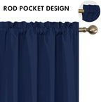 DWCN Short Blackout Curtains for Bedroom 54 Inches Long 2 Panels Set, Solid Thermal Insulated Energy Saving Window Treatment Drapes, Rod Pocket Curtains for Kids Boys Room (W52 x L54 Inch, Navy Blue)