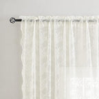 YJ YANJUN Vintage Lace Curtains 72 Inches Long- Antique Flowers Ivory Sheer Curtain Panels for Living Room Bedroom French Door, Light Filtering Drapes, 2 Panels 52W x 72L Cream