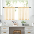 MIULEE 2 Panels Red Kitchen Tiers Half Window Sheer Curtains Rod Pocket Translucent Voile Drapes for Kitchen Bathroom Small Windows 29 by 36 Inch Cream Beige