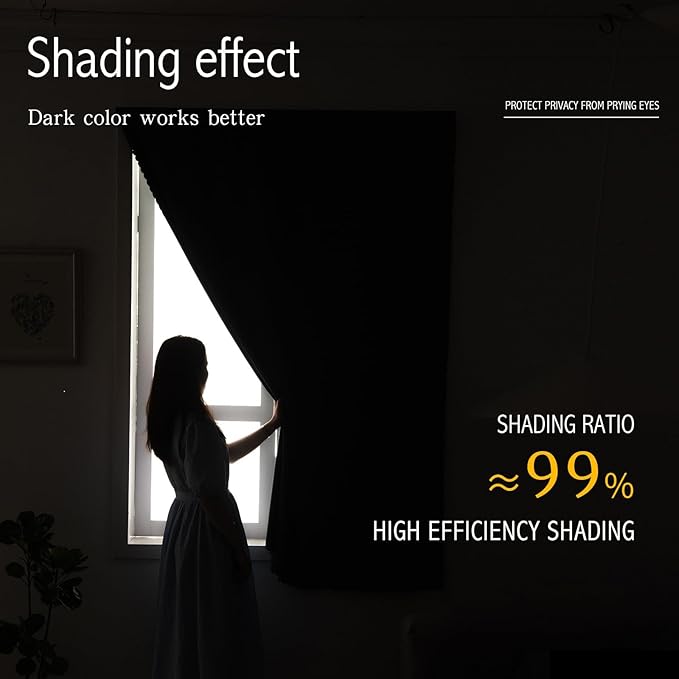 Sovtfides self Adhesive Curtains Portable Blackout Curtain Simple and Easy to Install Bedroom Window Thermal Lnsulated Kitchen Room Darkening Black Small Drapes, 35" W X 59" L, White, 1 Panel
