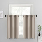 Yakamok Blackout Curtains Room Darkening Thermal Insulated Window Panels,Solid Grommet Top Drapes for Bedroom/Living Room(38Wx36L, Natural, 2 Panels)