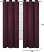 LEMOMO Burgundy Red Thermal Blackout Curtains/38 x 84 Inch/Set of 2 Panels Room Darkening Curtains for Bedroom