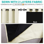 NICETOWN Room Warming Curtains, Bedroom Full Blackout Panels, Super Thick Insulated Window Covers, Complete Blackout Draperies with Black Liner for Short Window (Beige, Set of 2, 52 by 45-inch)