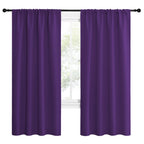 NICETOWN Blackout Curtains for Living Room - Triple Weave Home Decoration Thermal Insulated Solid Rod Pocket Blackout Drapes for Bedroom(Set of 2, 42 x 72 Inch, Royal Purple)