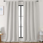 Simplebrand Ava Natural Blackout Curtains for Bedroom 96 Inches Long 2 Panels, Solid Thermal Insulated, Energy Saving Living Room Window Treatment Curtains Blackout Drapes, W50 x L96 Inch, Natural