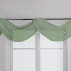 Chyhomenyc Sage Green Sheer Scarf Valances for Windows 216 Inch Extra Long, Window Scarf Drapes Rod Pocket Backdrop for Wedding Arch Draping/Party/Canopy Bed/Living Room, 2PC, 18 Feet Length