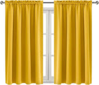 DWCN Yellow Room Darkening Blackout Curtains - Thermal Insulated Privacy Energy Saving Window Curtain Drapes 52 x 54 inch Length, Set of 2 Bedroom Living Room Curtains