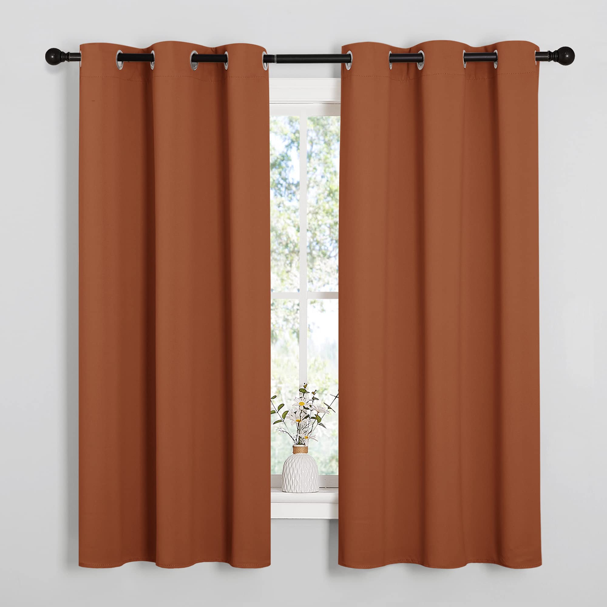 NICETOWN Grey Blackout Curtains for Bedroom 42" Wide x 63" Long 2 Panels