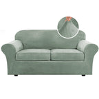 H.VERSAILTEX Real Velvet Plush 3 Piece Stretch Sofa Covers Couch Covers for 2 Cushion Couch Sofa Slipcovers Width Up to 90 Inch Thick Soft Stay in Place (Large Sofa, Sea Grass)