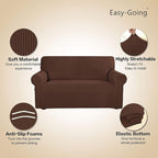 Easy-Going Stretch Oversized Sofa Slipcover 1-Piece Sofa Cover Furniture Protector Couch Soft with Elastic Bottom for Kids, Polyester Spandex Jacquard Fabric Small Checks Coffee