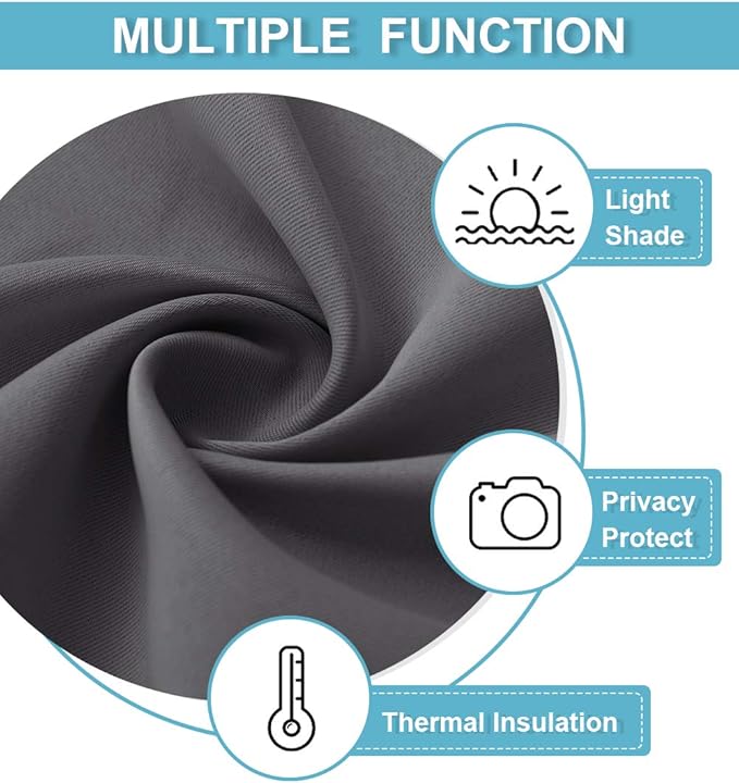 RYB HOME Cafe Blackout Curtains 24 inch Length, RV Curtains for Camper Windows, Mini Short Small Insulating Light UV Heat Blocking Privacy Half Window Tiers, Width 29 by Length 24, Grey, 2 Panels