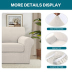 Turquoize 2 Piece Chair Covers for Living Room Armchair Couch Cover with Individual Cushion Covers Furniture Cover for Chairs Feature Jacquard Fabric (Chair, Ivory)
